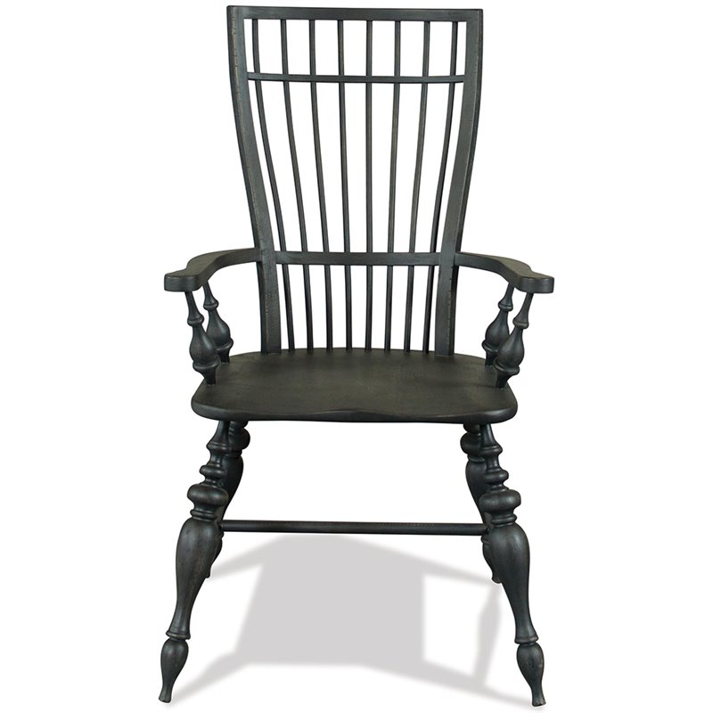 Riverside Furniture Cassidy Windsor Dining Arm Chair in Charred Oak