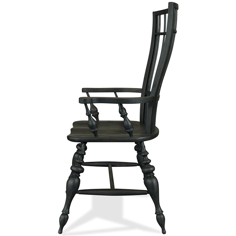 Riverside Furniture Cassidy Windsor Dining Arm Chair in Charred Oak