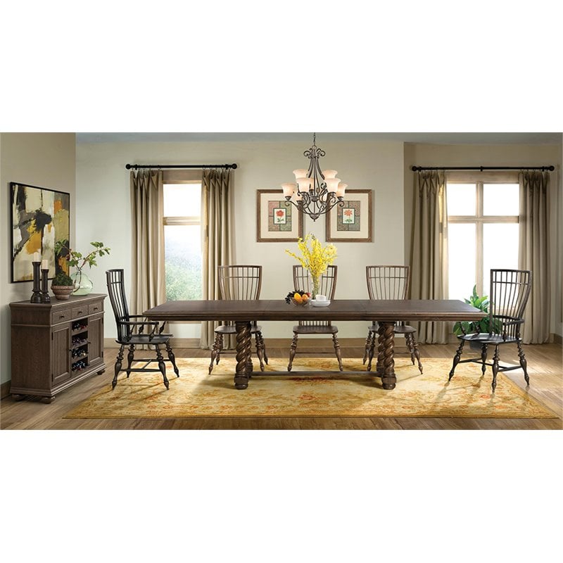 Riverside Furniture Cassidy Windsor Dining Arm Chair in Charred Oak