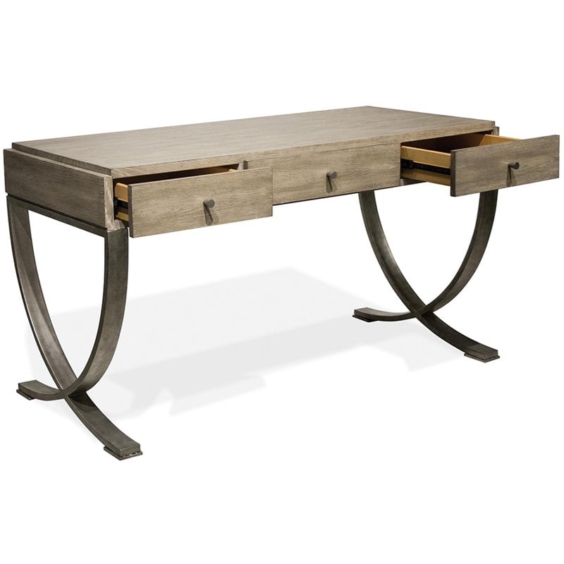 Riverside Furniture Sophie Wood and Metal Writing Desk in Natural