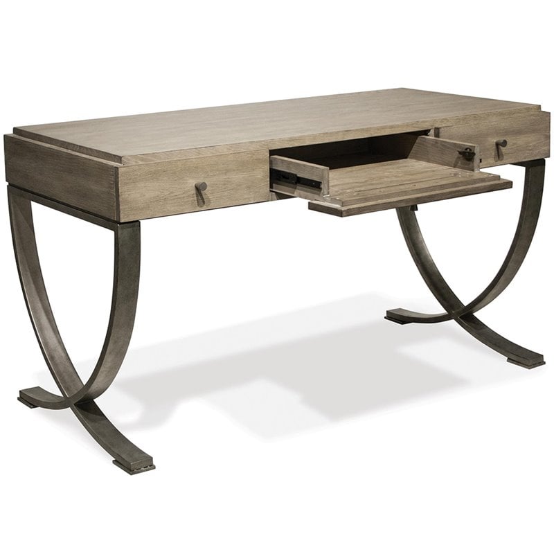 Riverside Furniture Sophie Wood and Metal Writing Desk in Natural
