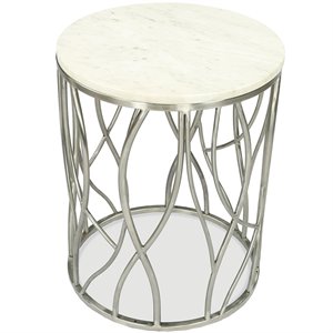 riverside furniture ulysses marble top end table in white and chrome