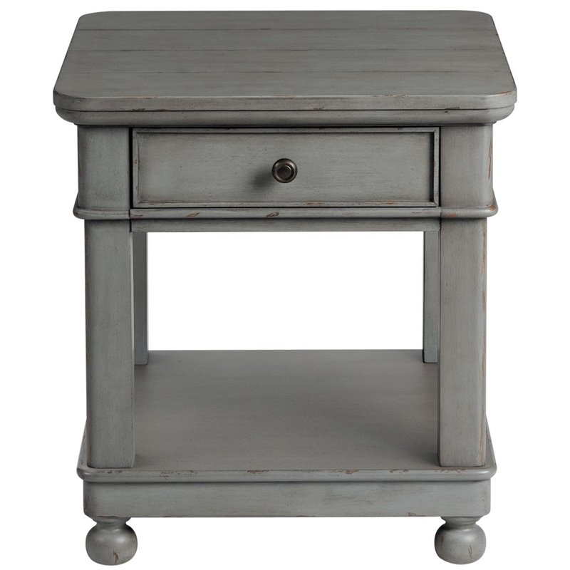 Riverside Furniture Bella Grigio Square Wood End Table in Chipped Gray