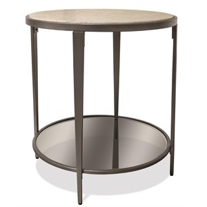 riverside furniture wilshire round metal end table in white sands