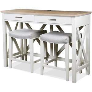 riverside furniture osborne 3 piece wood workstation in timeless oak and white