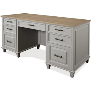riverside furniture osborne executive wood desk in timeless oak and gray skies