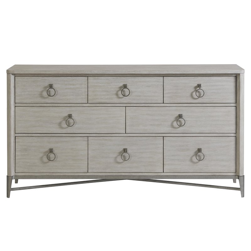 Riverside Furniture Maisie Wood 8-Drawer Refined Glam Dresser in Champagne Beige