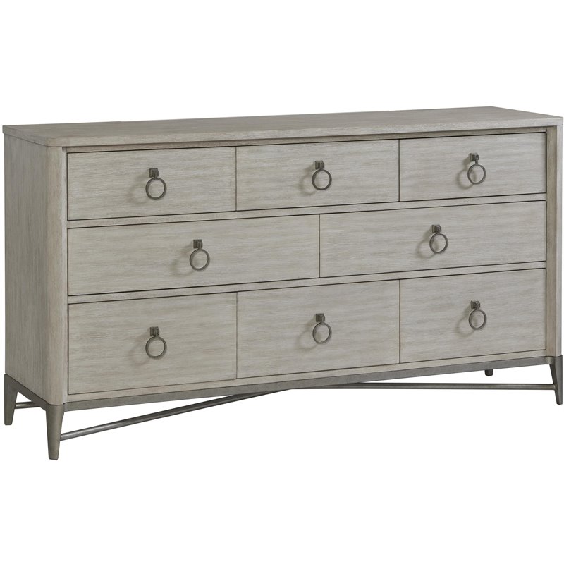 Riverside Furniture Maisie Wood 8-Drawer Refined Glam Dresser in Champagne Beige