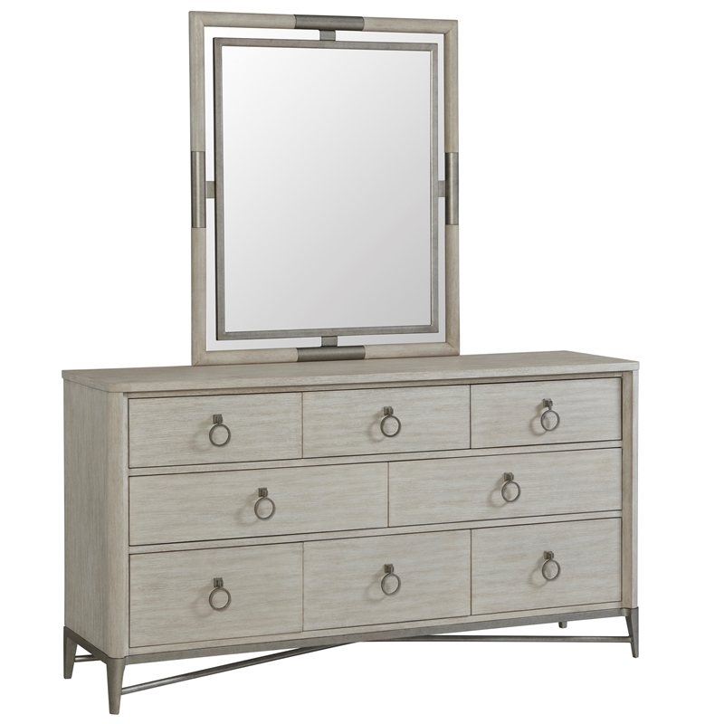 Riverside Furniture Maisie Refined Glam Wood Framed Mirror in Champagne Beige