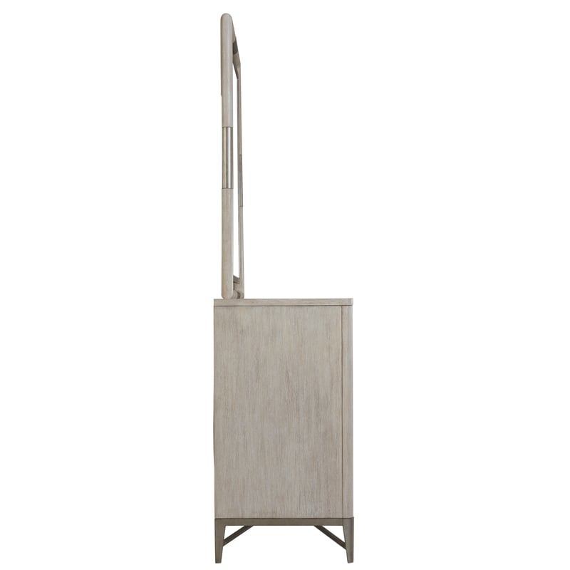 Riverside Furniture Maisie Refined Glam Wood Framed Mirror in Champagne Beige