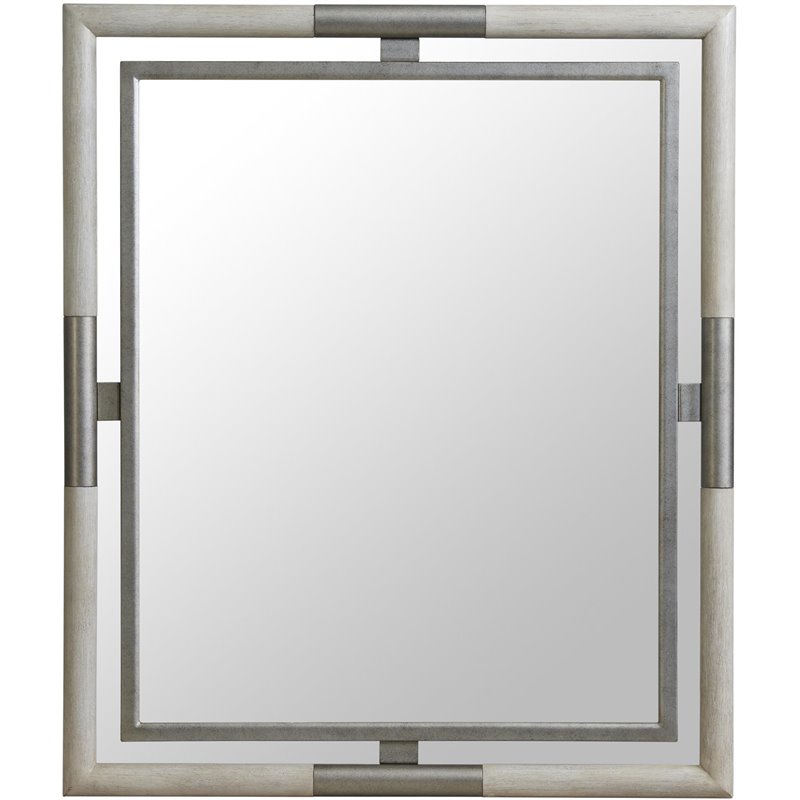 Riverside Furniture Maisie Refined Glam Wood Framed Mirror in Champagne Beige