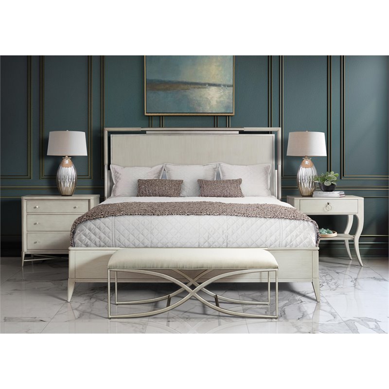 Riverside Furniture Maisie Modern Wood Accent Nightstand in Champagne Beige
