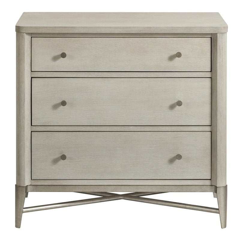 Riverside Furniture Maisie Wood 3-Drawer Modern Nightstand in Champagne Beige