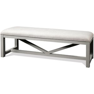 riverside furniture osborne upholstered wood dining bench in gray skies