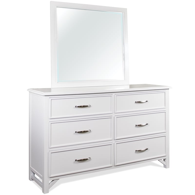 Riverside Furniture Talford Modern Wood Framed Mirror in Cotton White