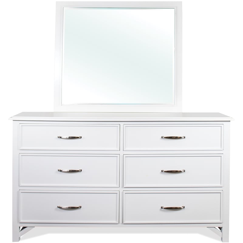 Riverside Furniture Talford Modern Wood Framed Mirror in Cotton White