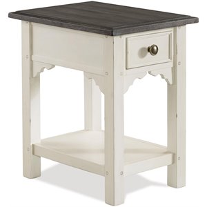 riverside furniture grand haven chairside table in feathered white and charcoal