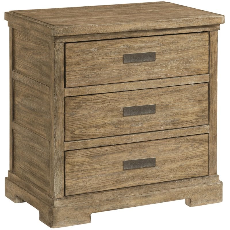 Riverside Furniture Milton Park 3 Drawer Urban Nightstand in Primitive Silk