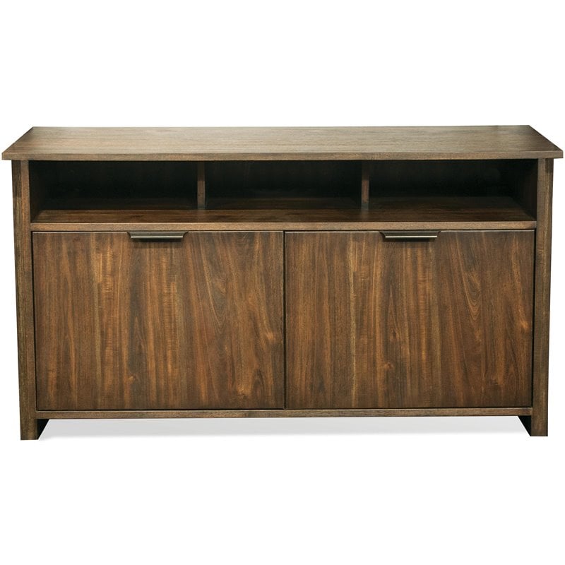 Riverside Furniture Perspectives Modern Wood TV Console in Brushed Acacia Brown
