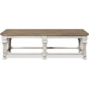 riverside furniture southport dining bench in antique oak and smokey white