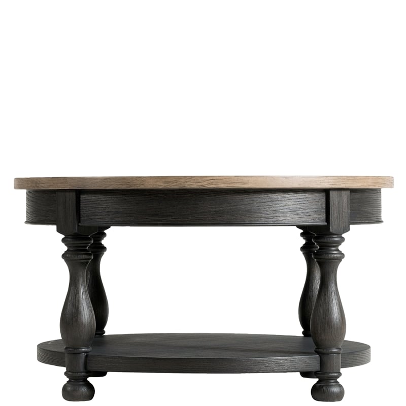 Riverside Furniture Barrington Wood Coffee Table in Antique Oak and Matte Black