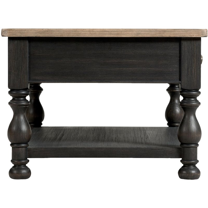 Riverside Furniture Barrington Wood Coffee Table in Antique Oak and Matte Black