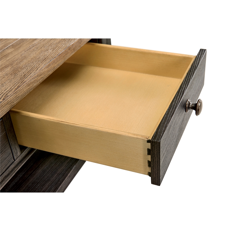 Riverside Furniture Barrington Wood Coffee Table in Antique Oak and Matte Black