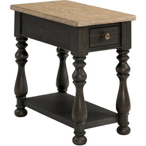 riverside furniture barrington chairside table in antique oak and matte black