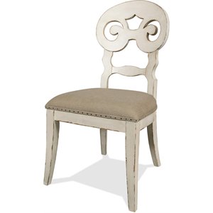 riverside furniture mix-n-match scroll back dining side chair in chipped white