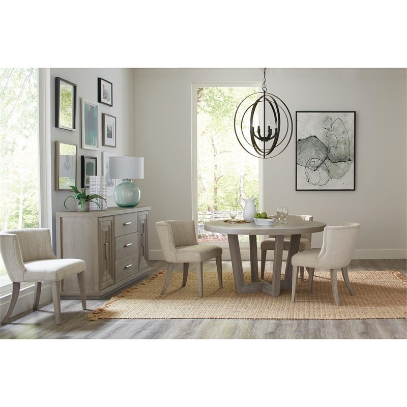 Riverside Furniture Cascade Upholstered Wood Curved Back Chair in Dovetail Gray