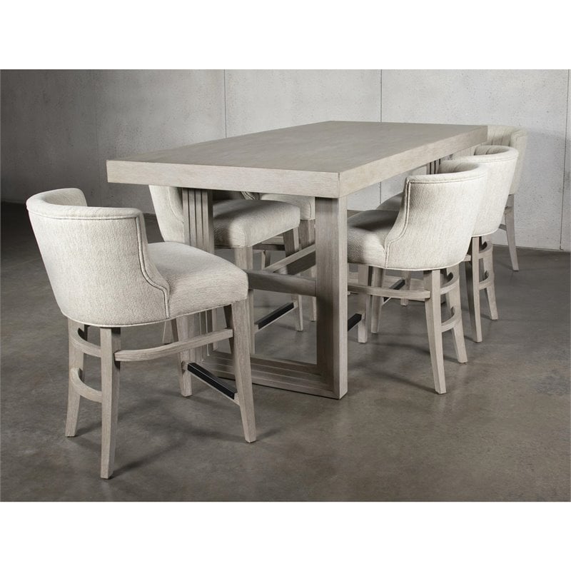 Riverside Furniture Cascade Uph Wood Curved Back Counter Stool in Dovetail Gray