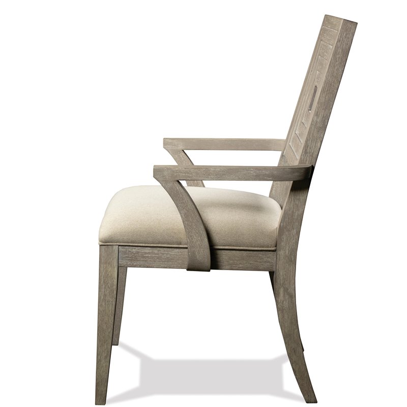 Riverside Furniture Cascade Upholstered Wood Back Arm Chair in Dovetail Gray
