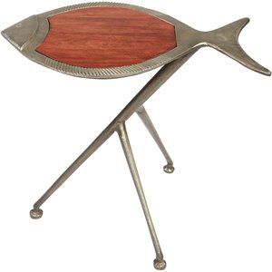 riverside furniture raquel fish side table in dark sheesham and raw nickel