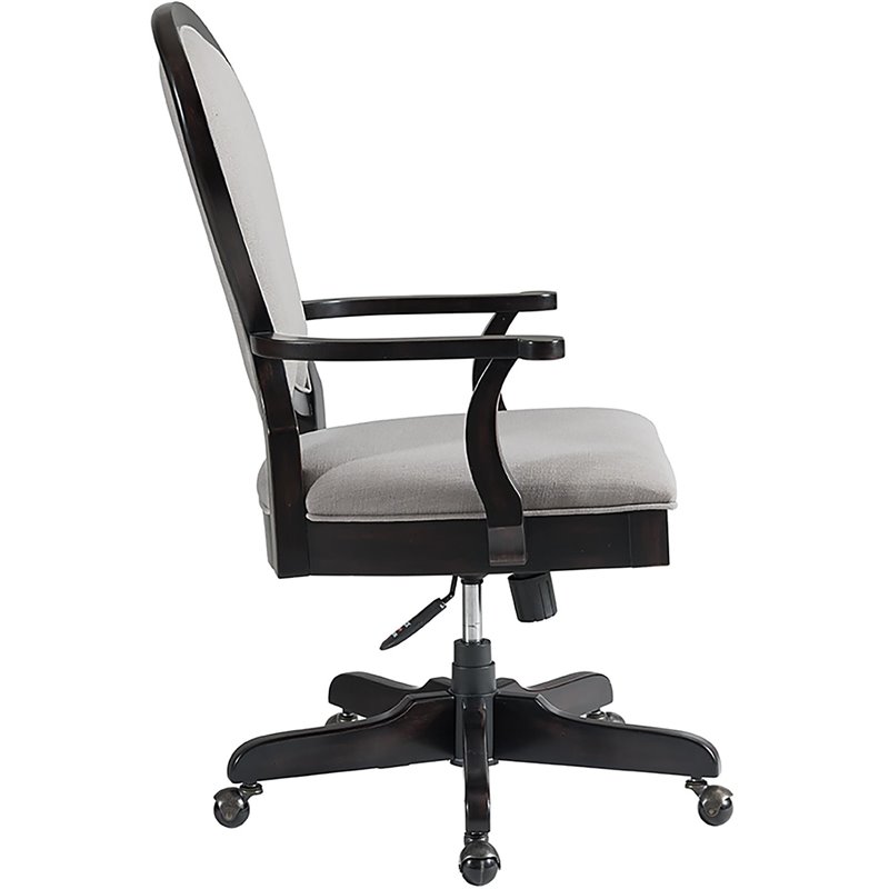 Riverside Furniture Clinton Hill Upholstered Wood Office Chair in Kohl Black