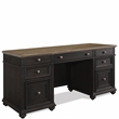 Riverside Furniture Regency Wood Credenza Desk in Antique Oak and Matte Black