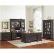 Riverside Furniture Regency Wood Credenza Desk in Antique Oak and Matte Black