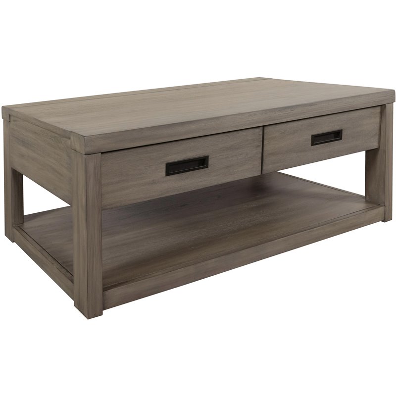 Riverside Furniture Riata Modern Contemporary Wood Coffee Table in Gray Wash