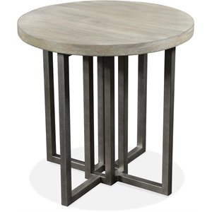 riverside furniture adelyn modern contemporary round side table in crema gray