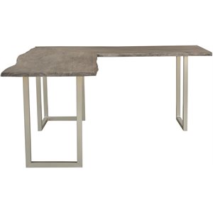 riverside furniture waverly l-shaped writing desk in sandblasted gray