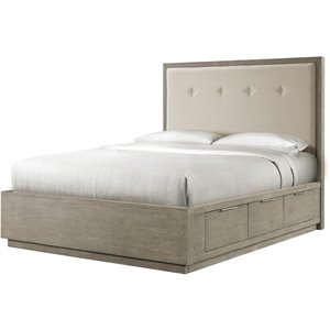 Riverside Furniture Zoey Upholstered Queen Storage Panel Bed in Urban Gray