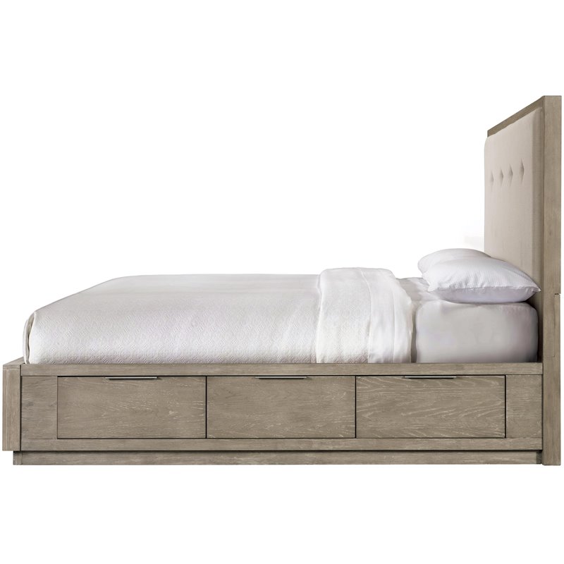 Riverside Furniture Zoey Upholstered King Storage Panel Bed in Urban