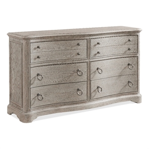 riverside furniture anniston 6-drawer wood dresser in cashmere gray