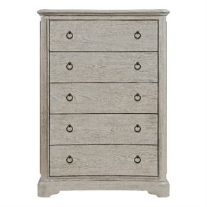 riverside anniston 5-drawer wood chest in cashmere gray