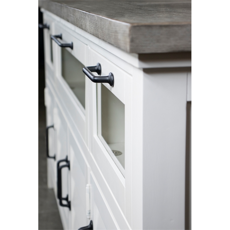 Riverside Furniture Cora Wood Entertainment Console in Cloud White and Fog Gray