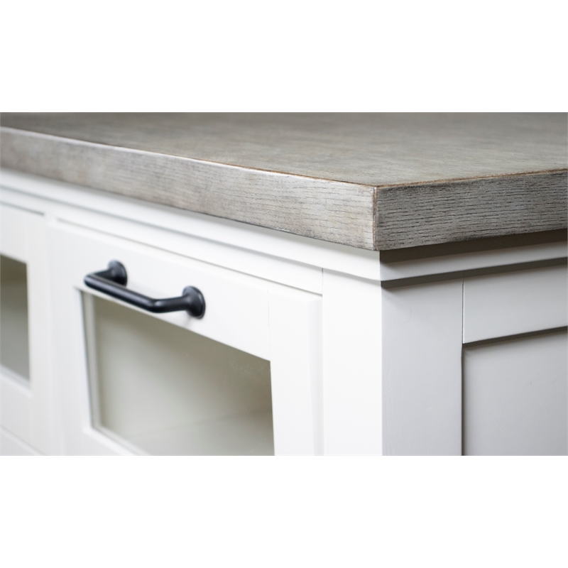 Riverside Furniture Cora Wood Entertainment Console in Cloud White and Fog Gray