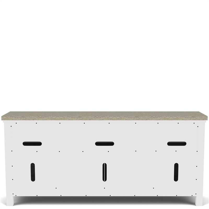 Riverside Furniture Cora Wood Entertainment Console in Cloud White and Fog Gray