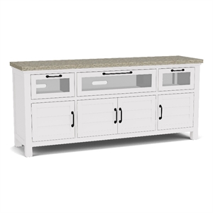 Riverside Furniture Cora Wood Entertainment Console in Cloud White and Fog Gray