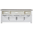 Riverside Furniture Cora Wood Entertainment Console in Cloud White and Fog Gray