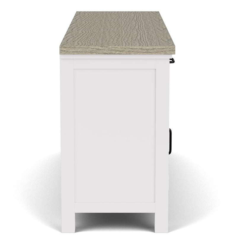 Riverside Furniture Cora Wood Entertainment Console in Cloud White and Fog Gray