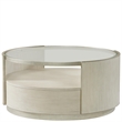 Riverside Furniture Maisie Round Wood and Glass Coffee Table in Champaign Beige
